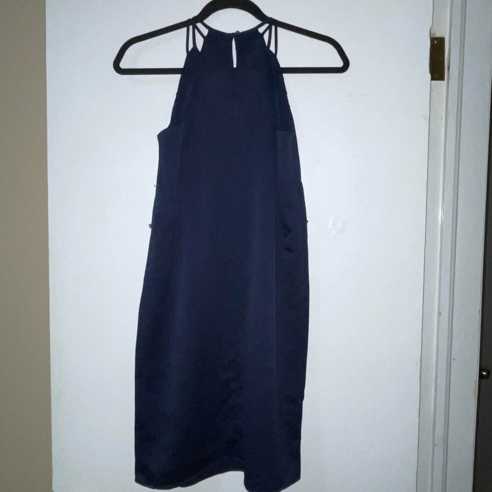Banana Republic Navy Blue‎ Silver Embroidered Sleeveless Dress Size XS - Picture 3 of 9